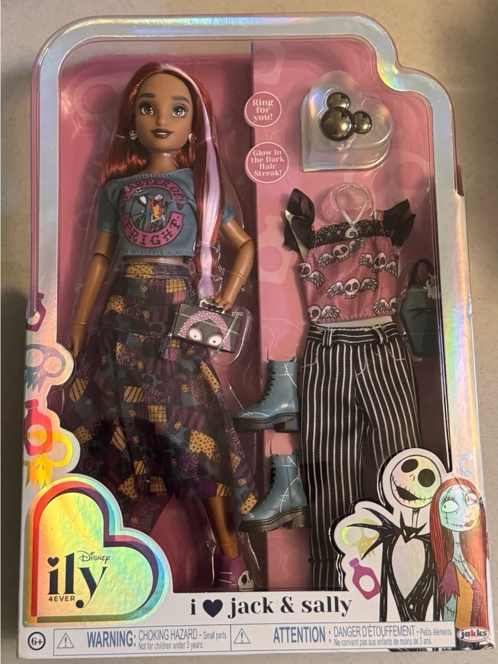 Disney ILY 4Ever Jack & Sally Doll with Pink and Purple Outfit